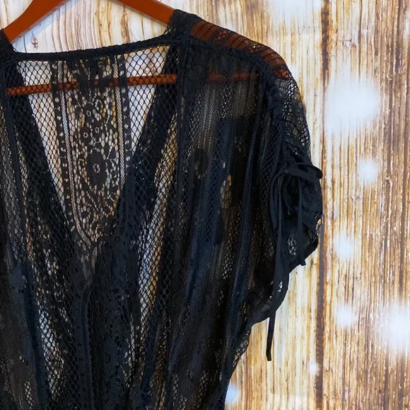 MAJE x Revolve Black Lace Maxi Gypsy Boho Goth Knit maxi Dress 1 Small
